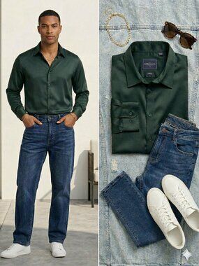 Shield-X Flex XL Slim Fit Shirt - Dark Hunter Green Teal - Italian Design